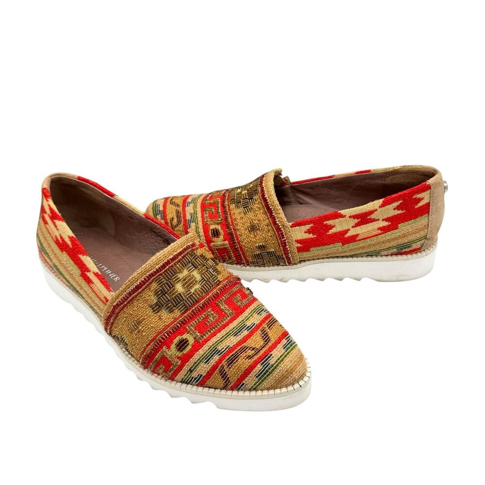Donald J. Pliner Balisp Southwest Tribal Embroidered Beaded Pointed Toe Loafers